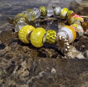 Yellow and Gold Junk Beaded Bracelet